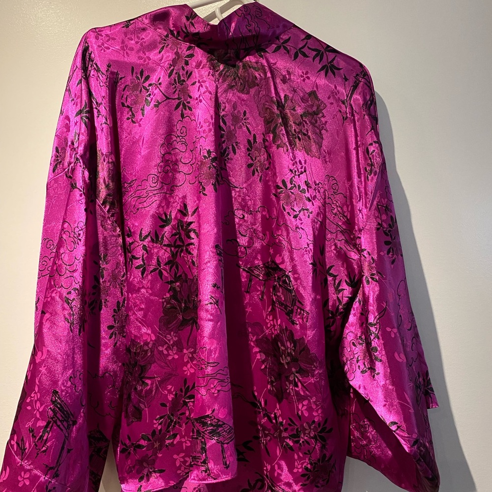 Zara Fuschia printed jacquard blouse